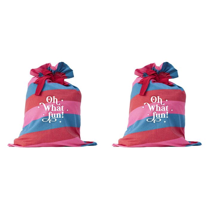 2PK Annabel Trends Santa Sack Christmas Holiday Gift Bag 74x55cm Oh What Fun