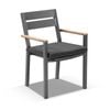 Outdoor Capri Aluminium Dining Chair With Teak Timber Arm Rests - Charcoal