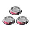 3x Paws And Claws Stainless Steel Pet Cat/Dog Bowl Anti-Skid 450ml Black 21x21x5.5cm
