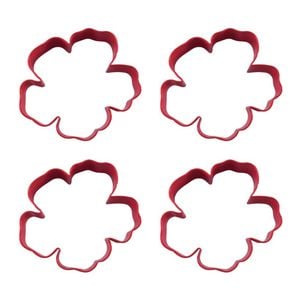 4x R&m Hibiscus Flower Cookie Cutter Polyresin Coated Steel Bake Mould 9cm Red