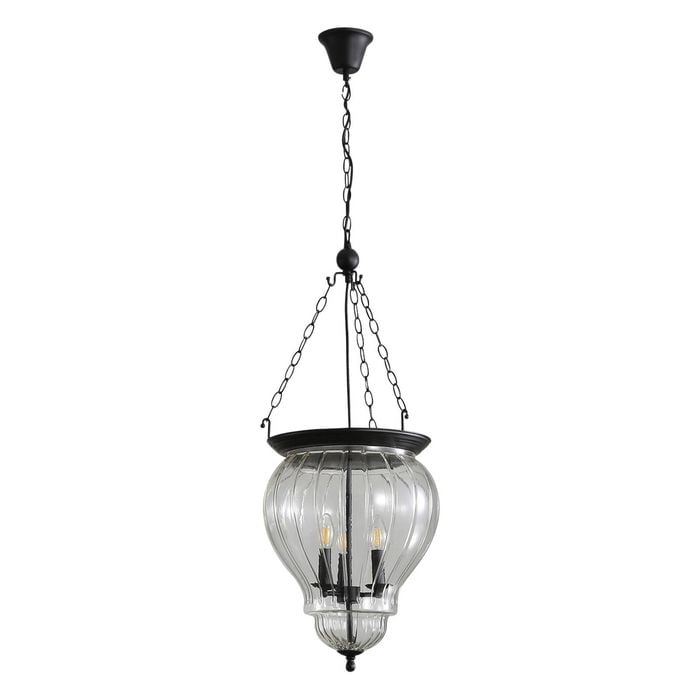 Oriel Lighting Newham Traditional Glass Pendant Light Black