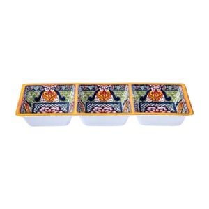 Prepara Melamine 3-Section Dip Serving Saucer Tray 37x15cm Yellow