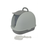Yes4pets Grey Portable Hooded Cat Litter Box With Scoop And Grid Tray