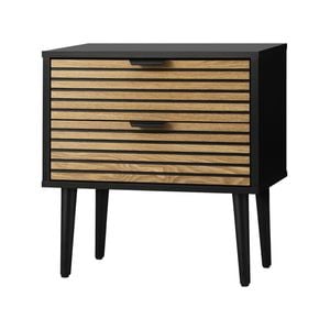 Oikiture Bedside Table 2 Drawers Storage Unit Black