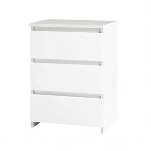 Levede Bedside Table White 3 Drawers
