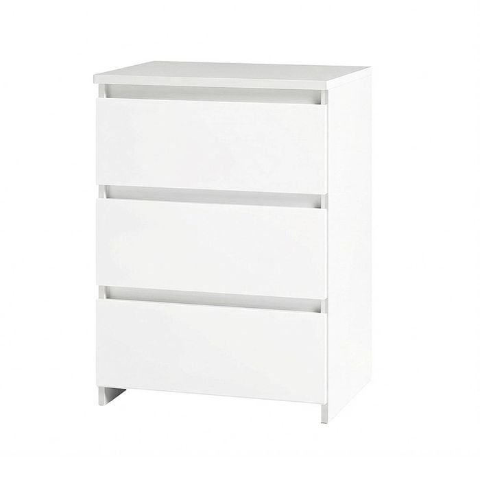 Levede Bedside Table White 3 Drawers