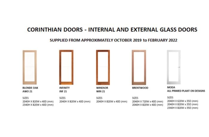 Image of the various doors that are being recalled 