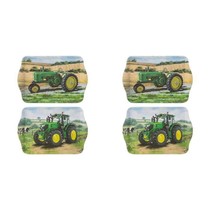 2x 2pc Ashdene Tractors Then/Now John Deere Serving Platter Scatter Tray