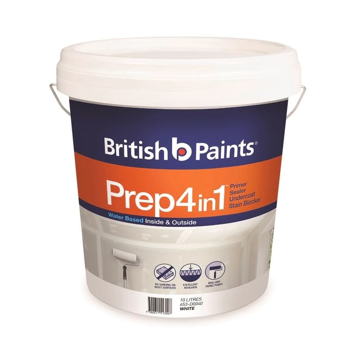 British Paints 10L White Prep 4 in 1 Acrylic Sealer Primer Undercoat
