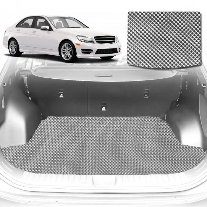 6D Diamond Car Boot Mat for Mercedes-Benz C-class Sedan (W204)2007-2014-Sedan-Cargo Mat-Grey-Outback GT
