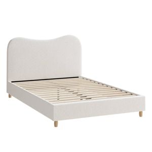 Oikiture Boucle Bed Frame White-Queen