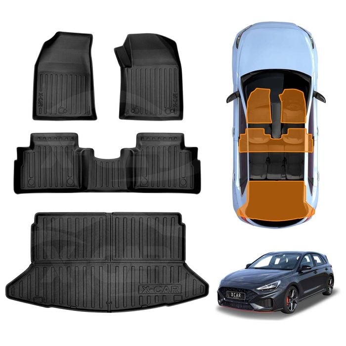 3D Floor Mats Boot Liner for Hyundai i30 Hatchback 2018-Onwards All Weather Heavy Duty Cargo Trunk