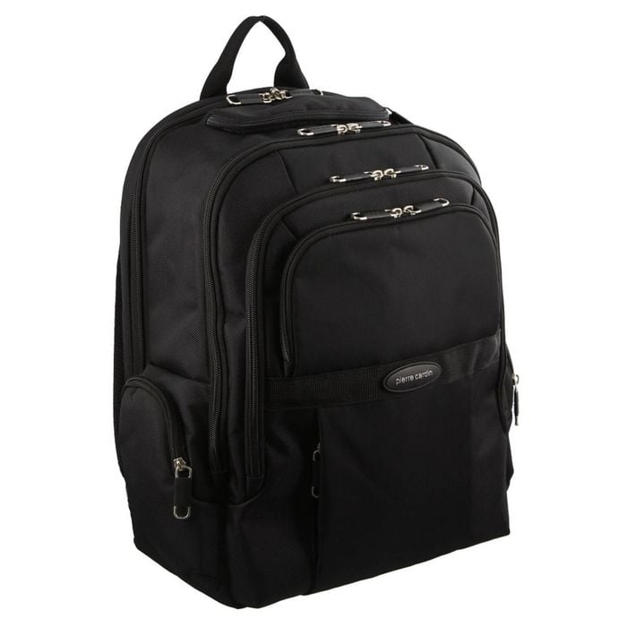 Pierre Cardin 30L Large Padded Backpack Bag w 13" Laptop Sleeve Travel Luggage  Black