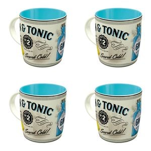 4x Nostalgic-art Ceramic Coffee Mug Gin Tonic Retro Design 330ml