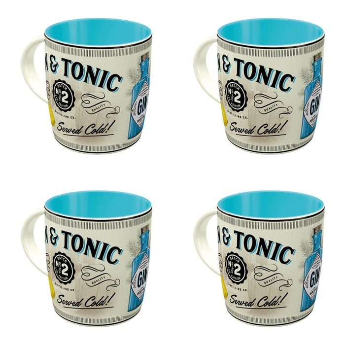 4x Nostalgic-art Ceramic Coffee Mug Gin Tonic Retro Design 330ml