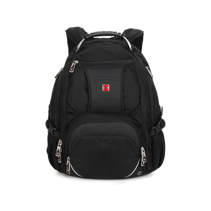 Swisswin Swiss waterproof 17" laptop School Travel Backpack - Black