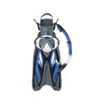 3pc Mirage Gold Series Diamond Adult Silicone Mask/Fin/Snorkel Set Blue S/M