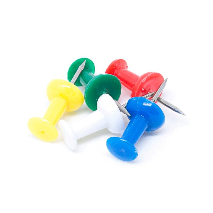 Pinnacle Assorted Coloured Push Pins - 50 Pack