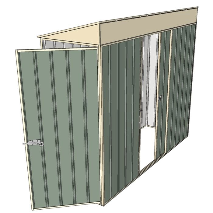 Build-a-Shed 0.8 x 2.3 x 2m Hinged Door Tunnel Shed With Single Sliding Side Door - Green