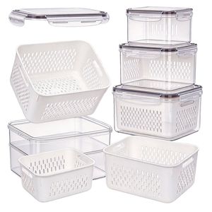 FOHOA 4 PCS Fruit Storage Containers with Colander