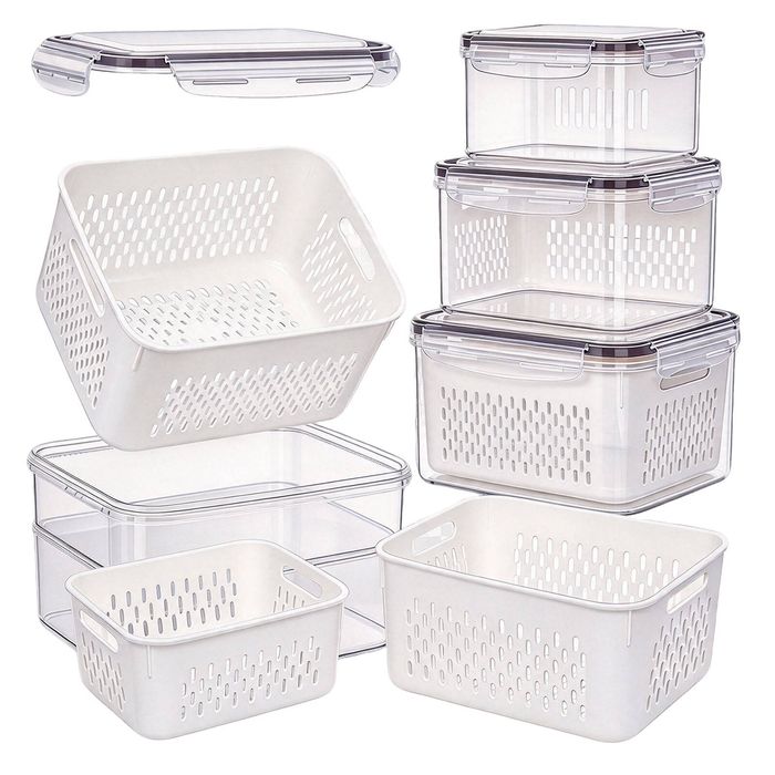 FOHOA 4 PCS Fruit Storage Containers with Colander