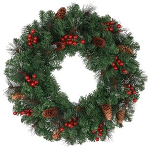 Lifebay Classic Christmas Wreath with Pine Cones and Berries