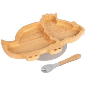 Bamboo Dinosaur Baby Weaning Plate & Fork Set