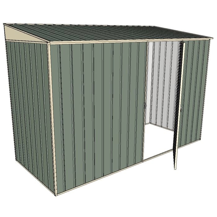 Build-A-Shed 1.2 x 3.0 x 2.0m Skillion Single Hinged Side Door Shed - Green