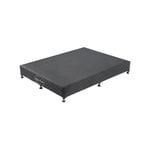 Mattress Base Ensemble Queen Size Solid Wooden Slat in Black with Removable Cover