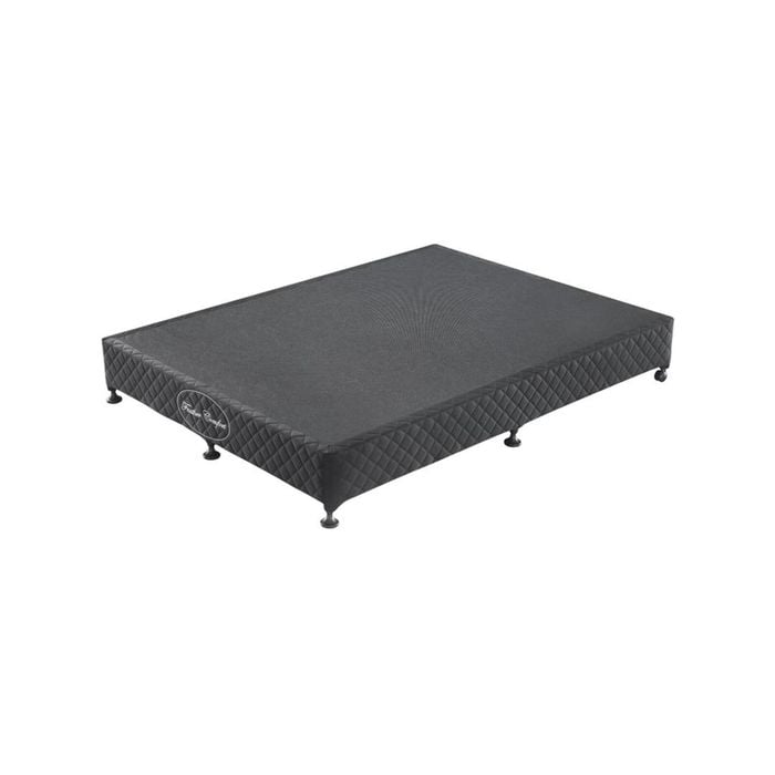 Mattress Base Ensemble Queen Size Solid Wooden Slat in Black with Removable Cover