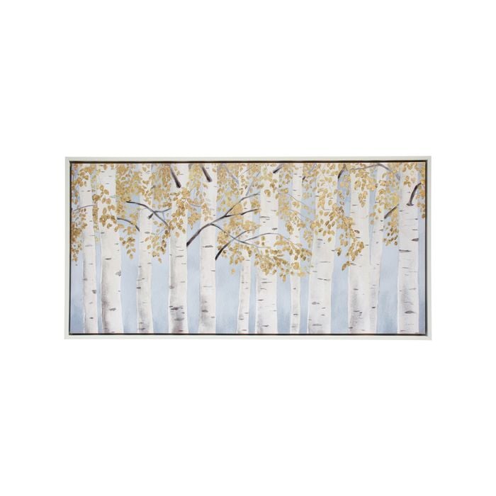 LVD Framed 60x120cm Canvas/Resin Silver Forest Wall Art Display