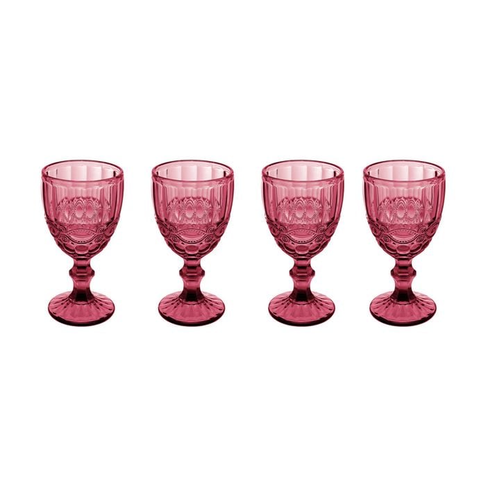 4pk Casa Domani Gabriella Wine Goblet Glasses Elegant High Quality  - Pink