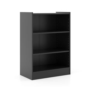 Costway 3-Tier Bookcase Wood Display Cabinet w/Adjustable Shelves Black