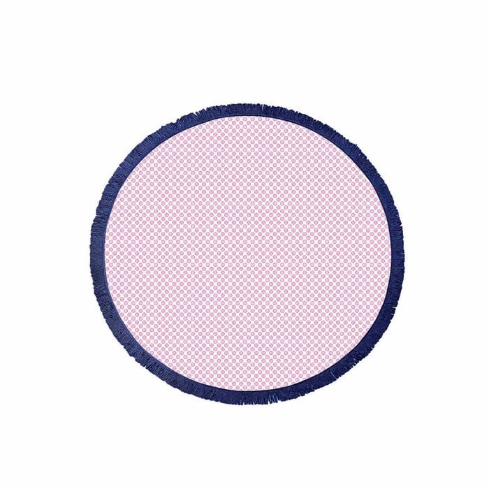 J.Elliot Koel Round Cotton Turkish Towel Pink/ Navy