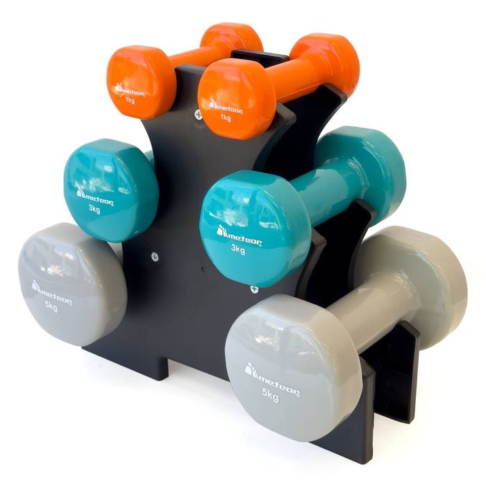 METEOR 1kg-3kg-5kg Dumbbell Set with Storage Rack