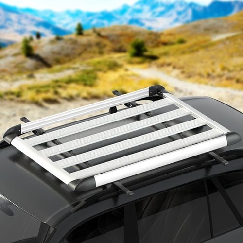 Giantz Universal Car Roof Rack Basket Luggage Vehicle Cargo Carrier 140cm Silver Bunnings Australia