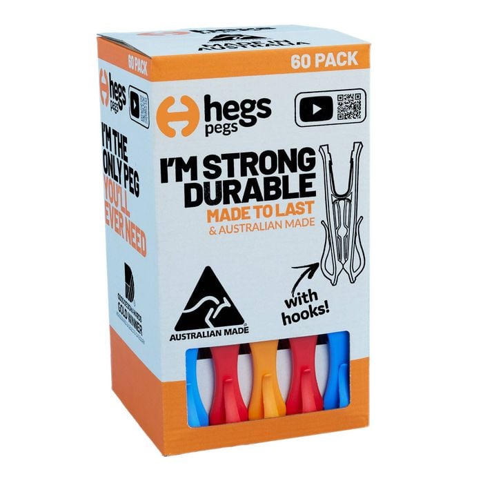Hegs Pegs 60 Pack - Assorted Colours