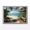 Beach with Palm Trees View  Print 100% Australian Made 90x60cm  (Poster)