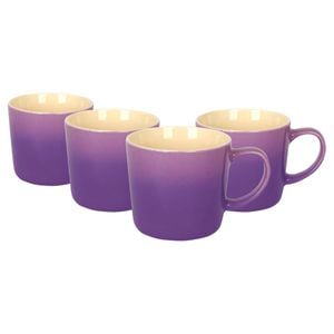 Argon Tableware 330ml Ombre Coffee Mugs - Purple - Set Of 4 - Glazed New Bone China Tea Mug Vegan Friendly Stoneware Ceramic Cup