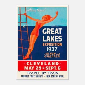 Galrie 1937 Cleveland Great Lakes Exposition Vintage Travel Poster Artwork, Poster Only, A2 42 x 60cm (16 x 24inch)