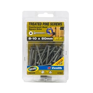 Zenith 8 - 10 x 50mm Treated Pine Square Drive Screws - 50 Pack