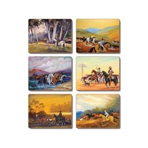 Cinnamon Cork Backed Coasters Set of 6 Man from Snowy River