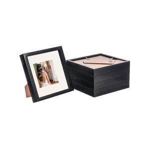 Nicola Spring 5 Piece 8 x 8 3D Shadow Box Photo Frame Set - Craft Display Picture Frame with 4 x 4 Mount - Black