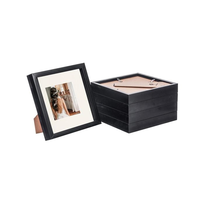 Nicola Spring 5 Piece 8 x 8 3D Shadow Box Photo Frame Set - Craft Display Picture Frame with 4 x 4 Mount - Black