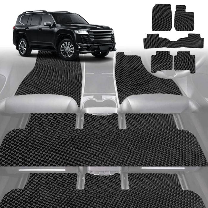6D Diamond Car Floor Mats for Toyota LandCruiser 200 2012-2021 Sahara-Ultimate Set-Black-Outback GT