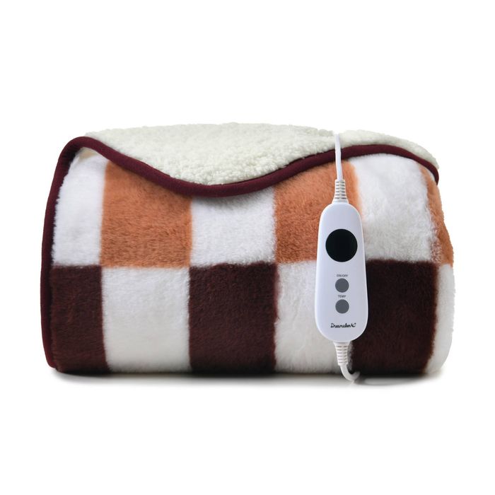 Dreamaker Alma Faux Fur Electric Heated Throw Blanket Chocolate Mousse 130x160cm | Overheat Protection & Machine Washable