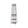 HOMFURN Entryway Coat Rack with Metal Basket and 2 Shelves,Rustic Brown