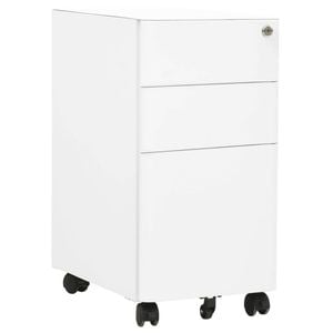 vidaXL Mobile File Cabinet Wheeled Chest of Drawers Office Storage White Steel