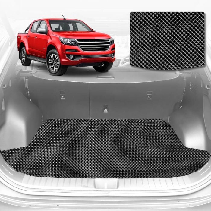 6D Diamond Car Boot Mat for Holden Colorado 7 RG2015-2020-(3rd Row seats up/7 seater)-Cargo Mat-Black-Outback GT