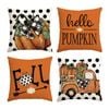 Catzon 4 Pcs Linen Throw Pillow Covers Autumn for Home